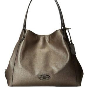 Coach Edie Metallic Gold Pebbled Shoulder Bag